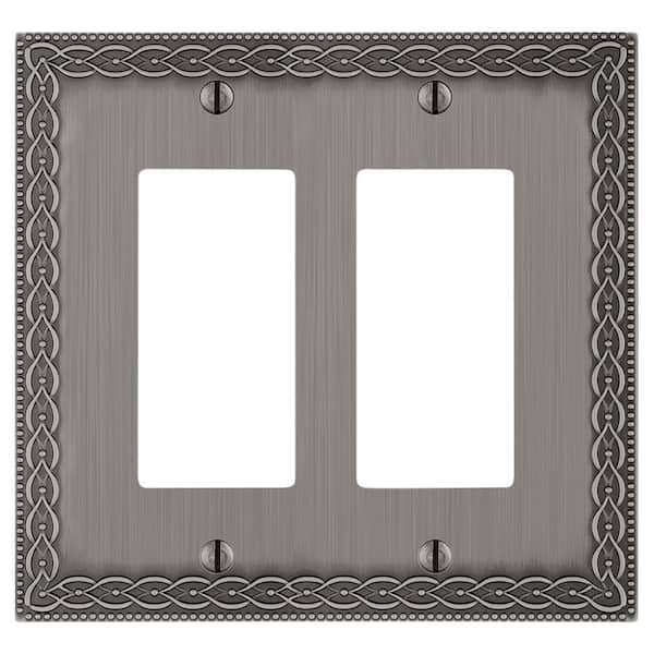 Hampton Bay Amelia 2-Gang Rocker Antique Nickel Cast Metal Wall Plate