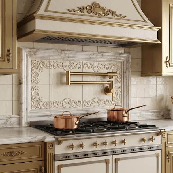 Wall Mounted Pot Filler with Double Handle in Gold