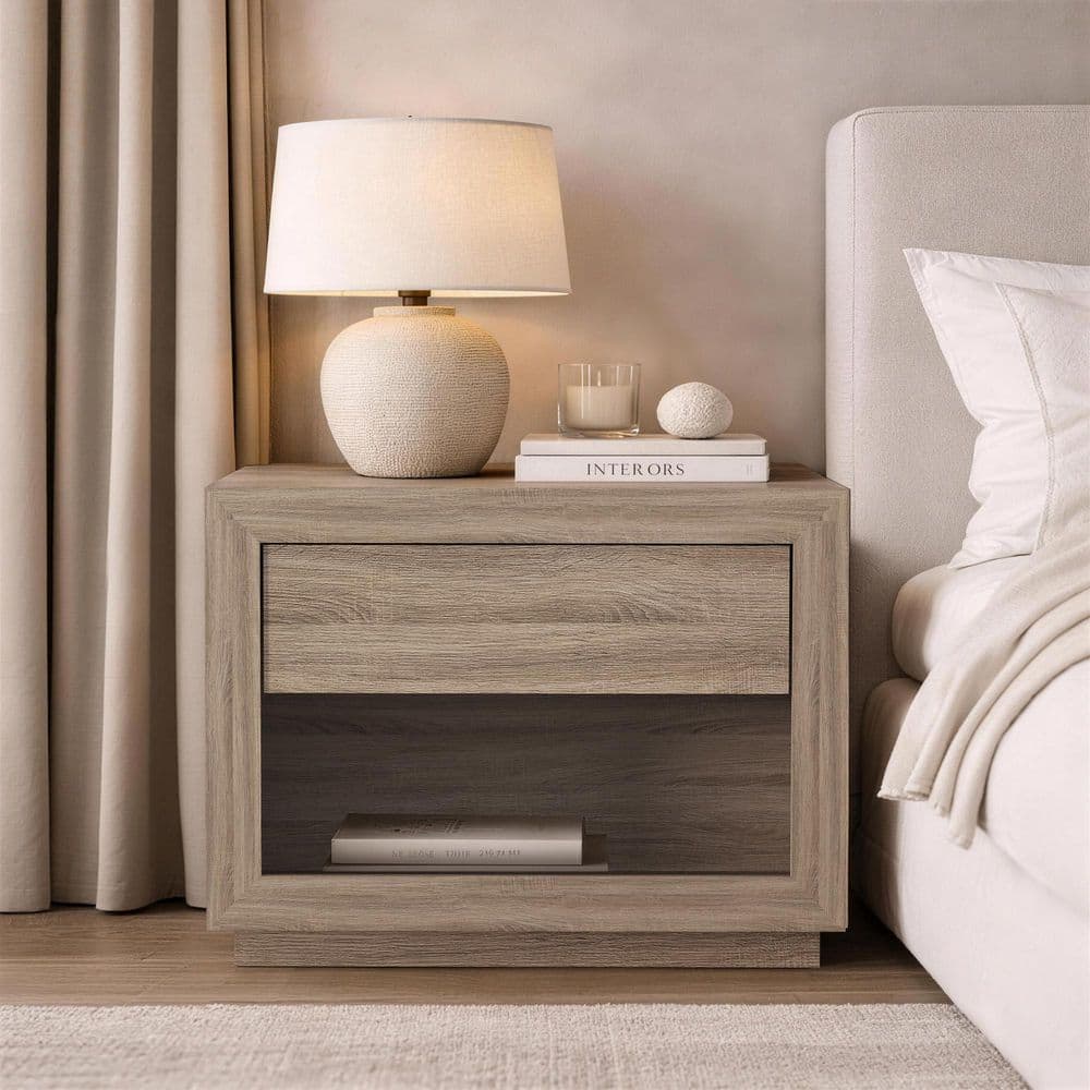 Manhattan Comfort Soren Contemporary Natural Oak 1-Drawer 32 in. W