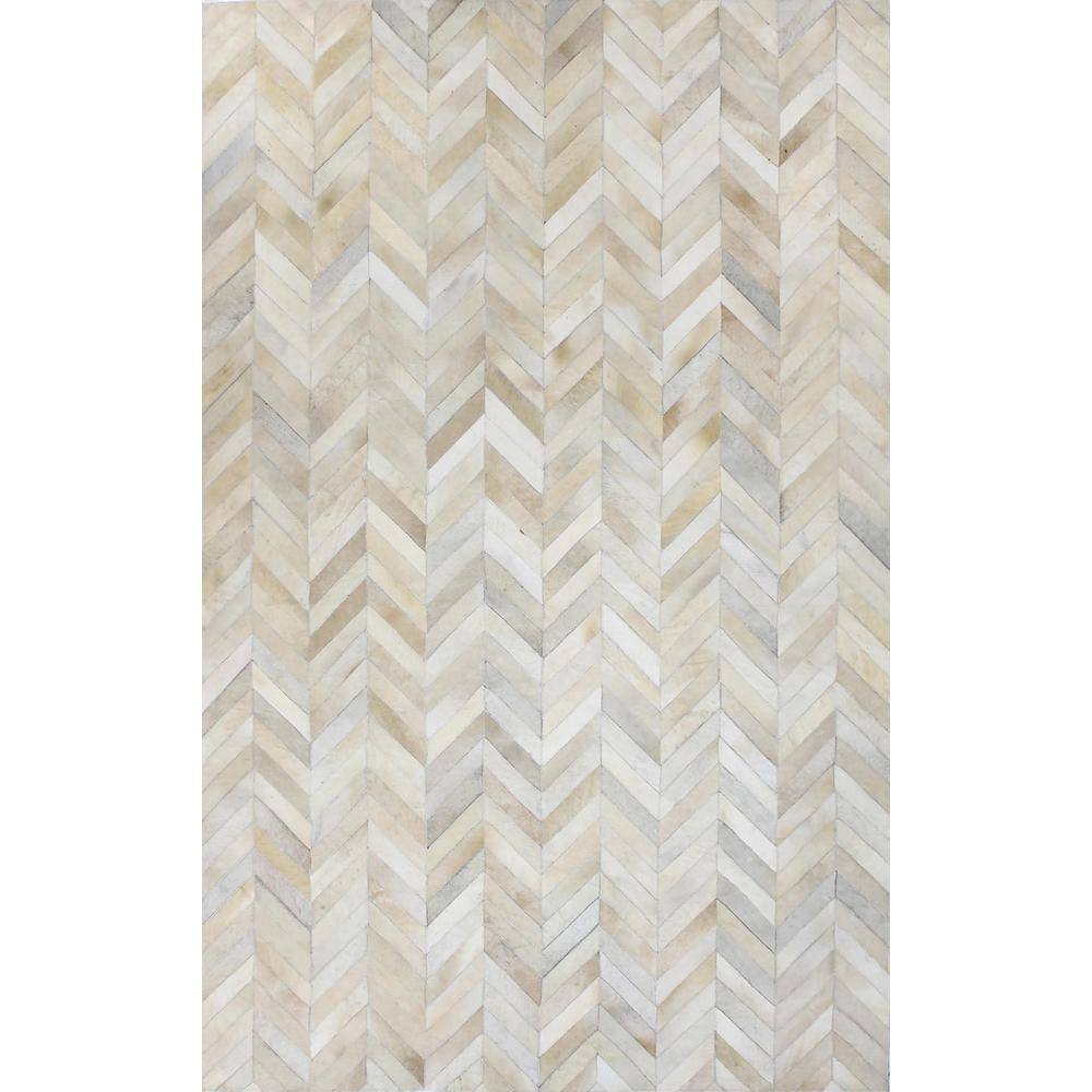 Handmade White Cowhide Geometric 9' x 12' Area Rug