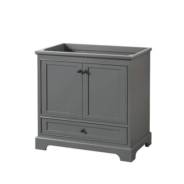 Wyndham Collection Deborah 35.25 in. W x 21.5 in. D x 34.25 in. H Single Bath Vanity Cabinet without Top in Dark Gray