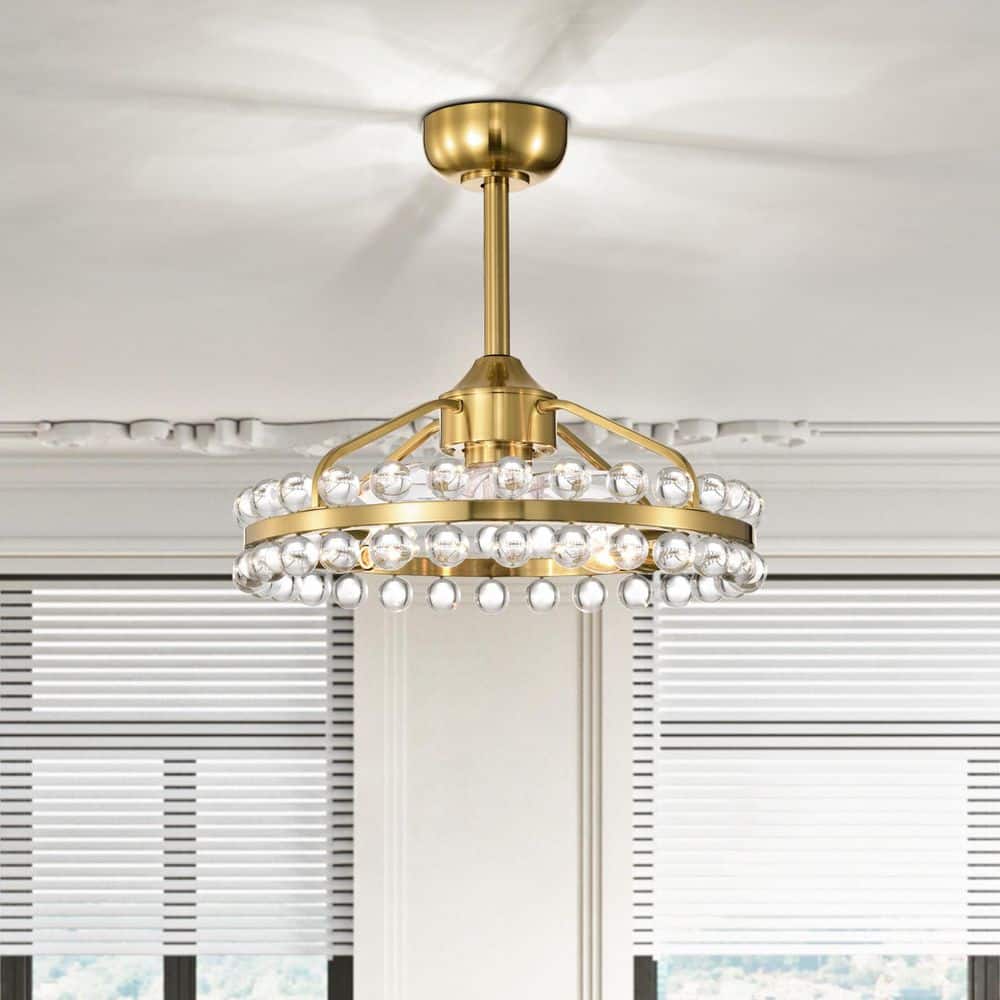 Heritage 12 in. 4-Light Indoor Brass Crystal Downrod Type Modern Fandelier Ceiling Fan for Bedroom Downrod Included price history on PriceWatchPro