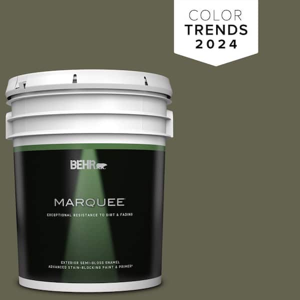BEHR MARQUEE 5 gal. #N350-7A Mountain Olive Semi-Gloss Enamel Exterior Paint & Primer