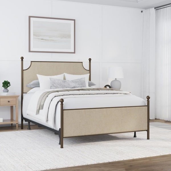 McArthur Bronze Queen Metal and Upholstered Bed with Bed Frame