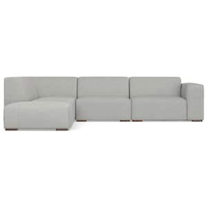 Rex 116 in. Straight Arm Woven Performance Fabric L-shaped Left Corner Sectional Modular Sofa with Ottoman in. Pale Grey