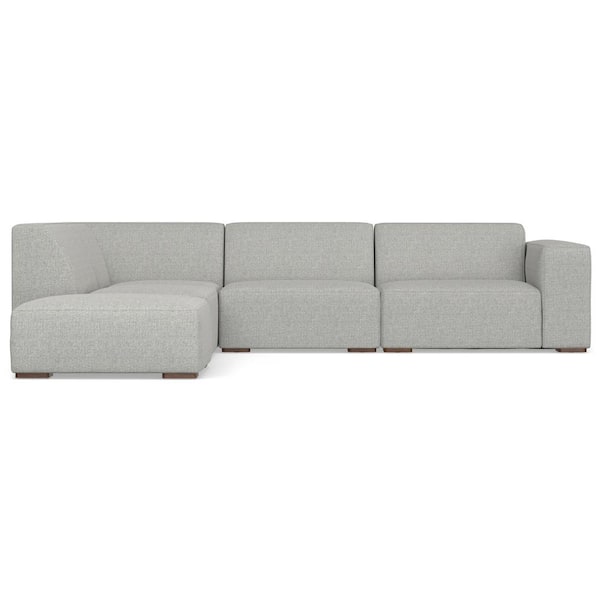 Rex Left Corner Sectional Modular Sofa with Ottoman in Tightly Woven Performance Fabric