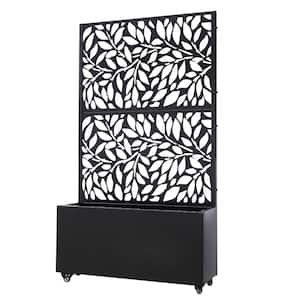 36 in. x 64 in. x 12 in. Black Modern Steel Trellis Planter Box for Outdoor Use