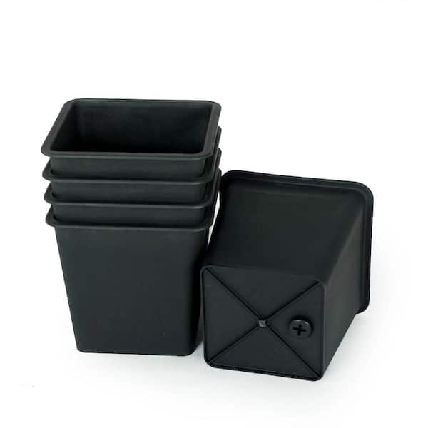 5.5 x 5.5 x 4.7 in. 2.5 qts. Black Indoor/Outdoor Plastic Square Nursery Plant Pot with Drainage - (5-Pack)