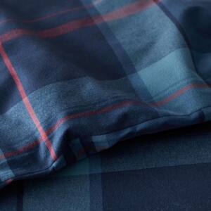 Legends Hotel Navy Plaid Yarn-Dyed Velvet Cotton Flannel Duvet Cover