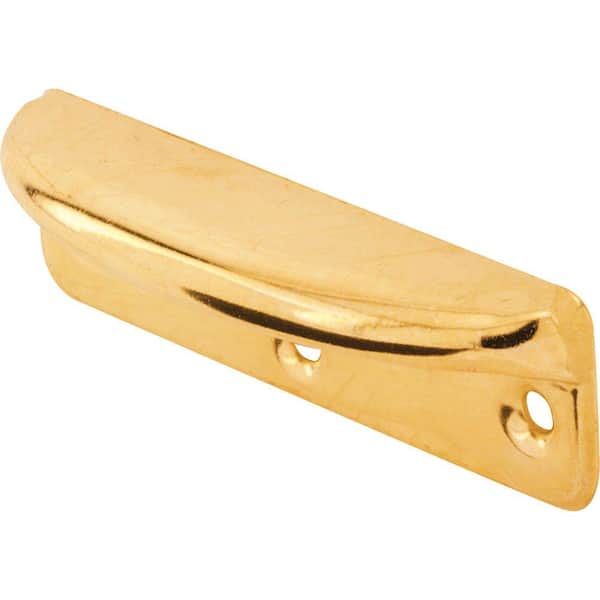 Deluxe Style Wood Window Sash Lift, 3-3/16 in. Hole Centers, Steel, Brass Finish