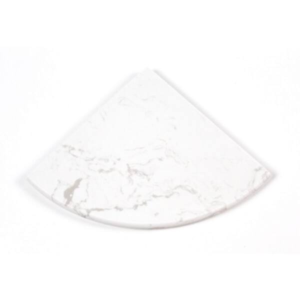 Unbranded Rosa Bianca Veiny White Engineered Marble 9 in. x 9 in. x 19mm Polished Corner Shelf Tile (0.56 sq. ft.)