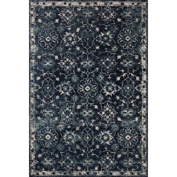Percival Navy / Ivory 2 ft. 6 in. x 7 ft. 6 in. Traditional Runner Rug