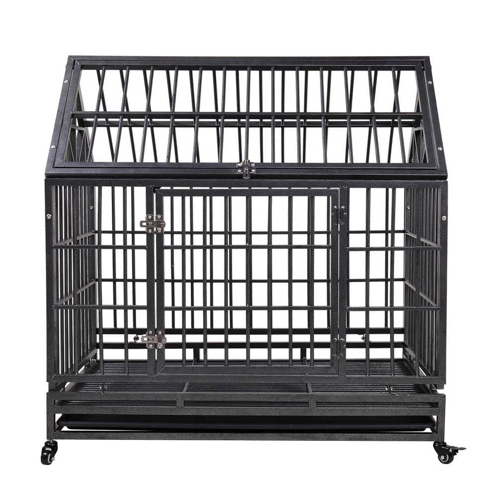 Tangkula 3-Door Folding Dog Crate, Soft Kennel with Removable Pad & Metal Frame, L