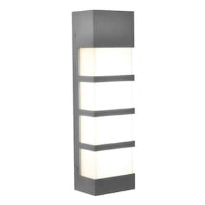 State 17 in. Textured Grey Integrated LED Outdoor Wall Lantern Sconce