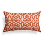 Orange Cubed Outdoor Lumbar Throw Pillow