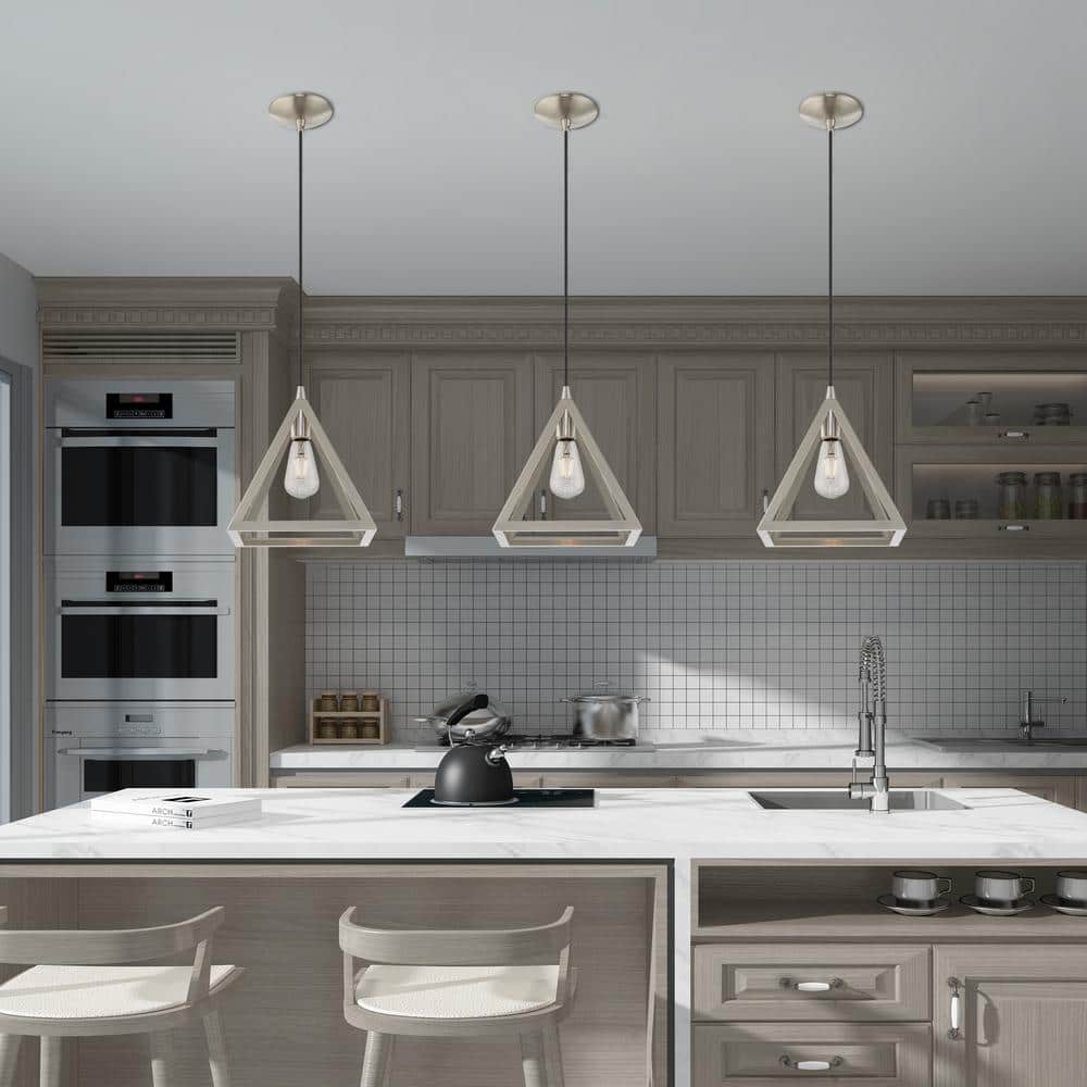 Brushed Nickel Mini Pendant Light with Geometric Shade