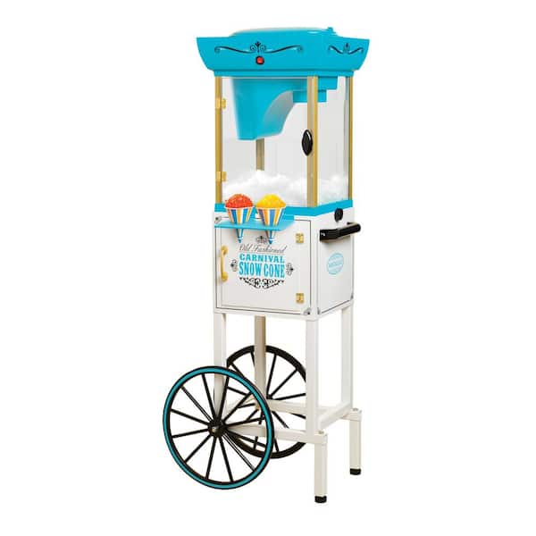 Nostalgia 576 oz Blue Snow Cone Machine Cart with Shelf
