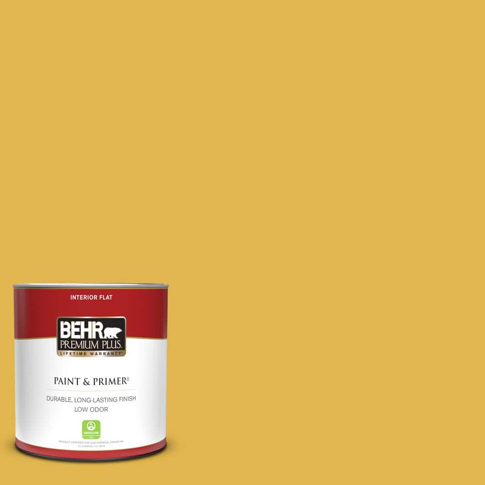 BEHR PREMIUM PLUS 1 qt. 360D6 Yellow Gold Flat Low Odor Interior