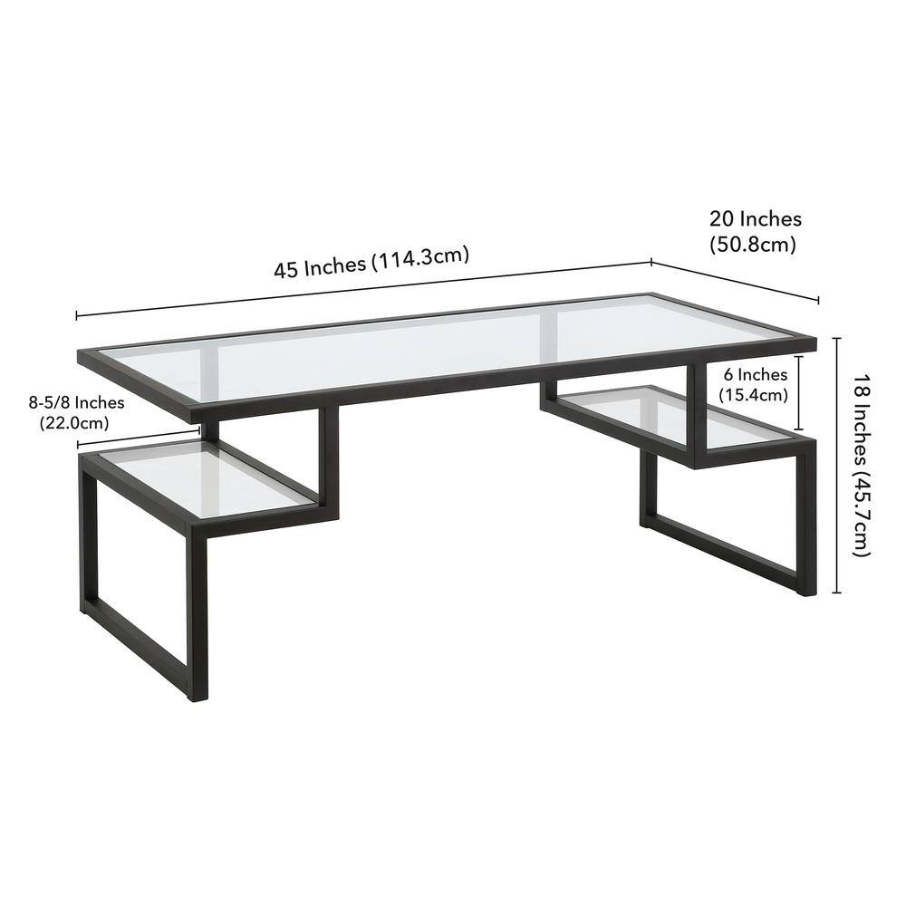 Zander Blackened Bronze Geometric Glass Cocktail Table