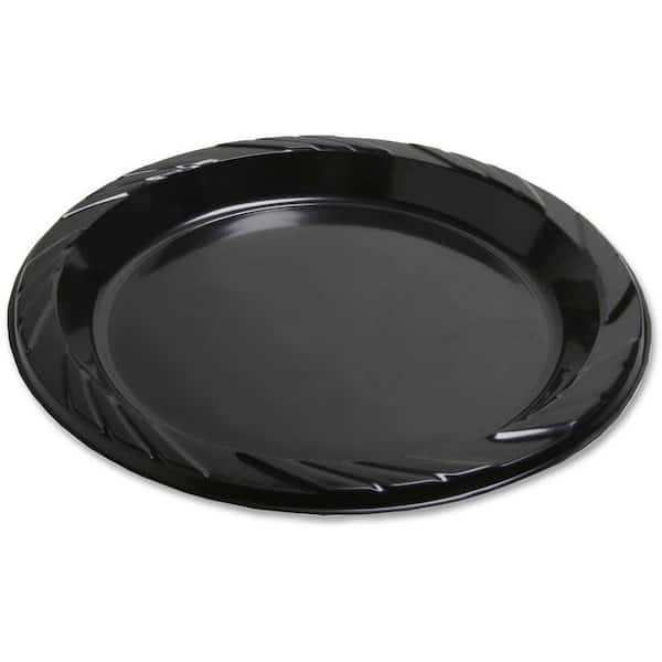 10pcs Disposable Round Black Plastic Plates 9'' - Party Plates, Heavy Duty  Small Disposable Salad Plates, Pasta Plate, Home Weddings Use, Serveware