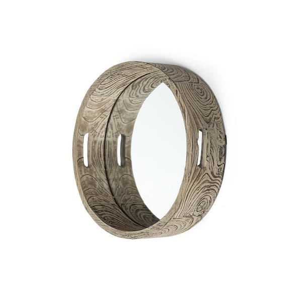 HomeRoots Brown Round Wood 20 in. Decorative Serving Tray