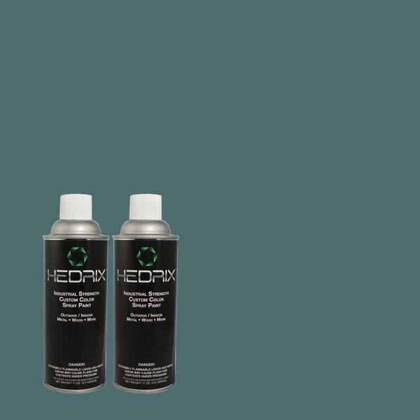 Hedrix 11 oz. Match of PMD-45 Teal Mosaic Semi-Gloss Custom Spray Paint (2-Pack)