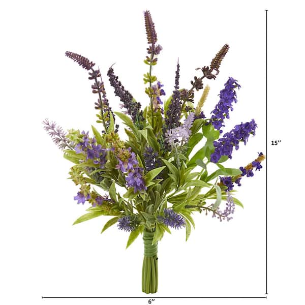 Nearly Natural 21in. Rose Bud Artificial Flower Set of 6 - Lavender