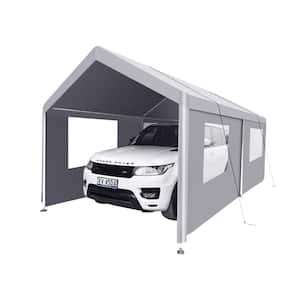 10 ft. x 20 ft. Heavy-Duty Portable Carport Garage Tent, Outdoor Storage Shelter, Grey