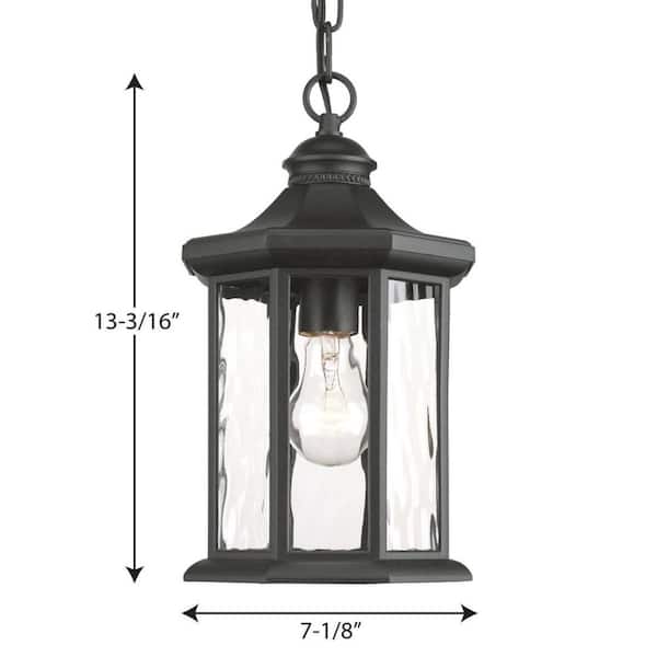 Madison Collection 1-Light Black Coral Outdoor Hanging Lantern