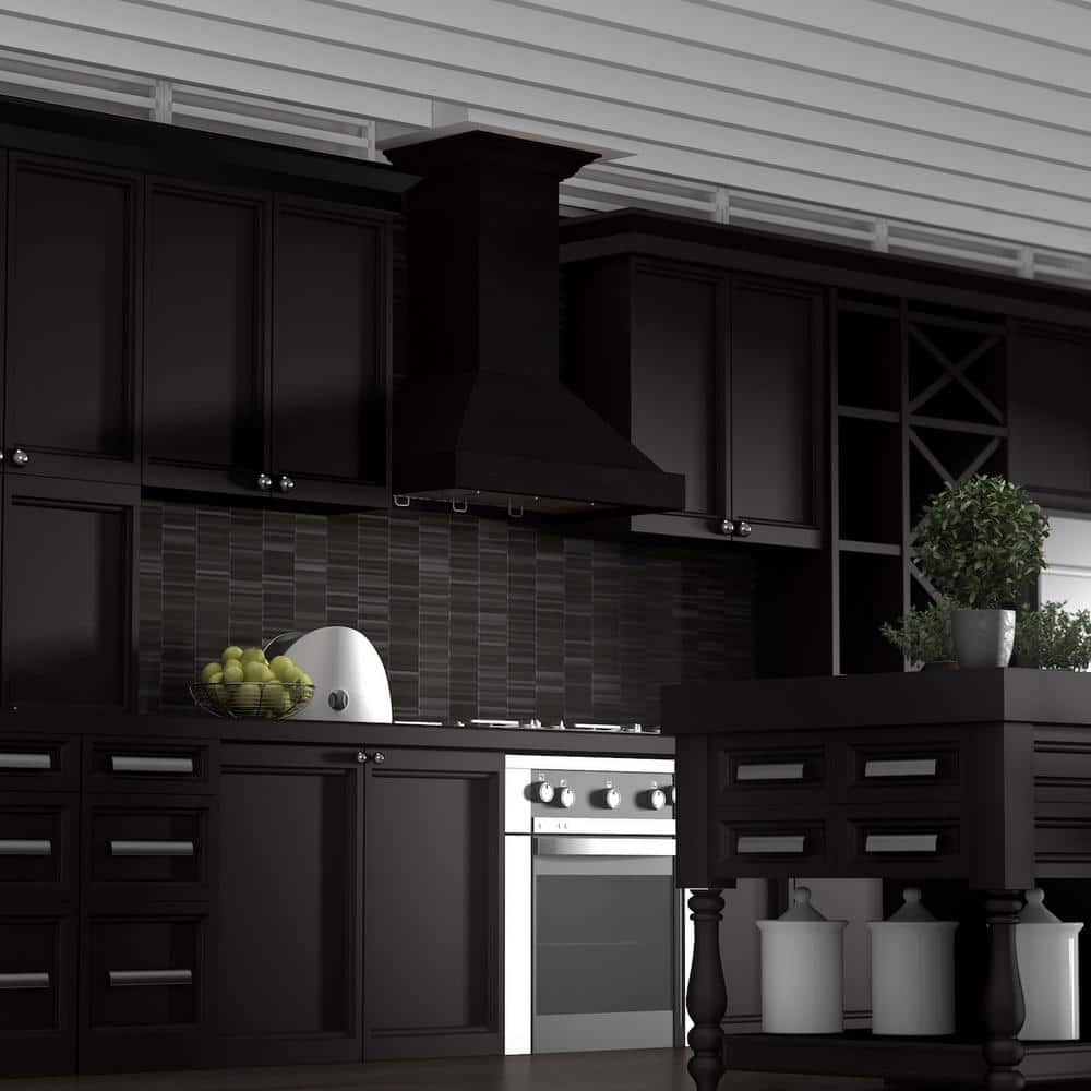 30'' Black Stainless Steel Convertible Wall Mount Range Hood