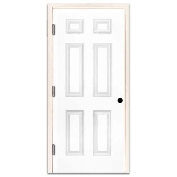 Steves & Sons 32 in. x 80 in. Element Series 6-Panel Right-Hand Outswing White Primed Steel Prehung Front Door