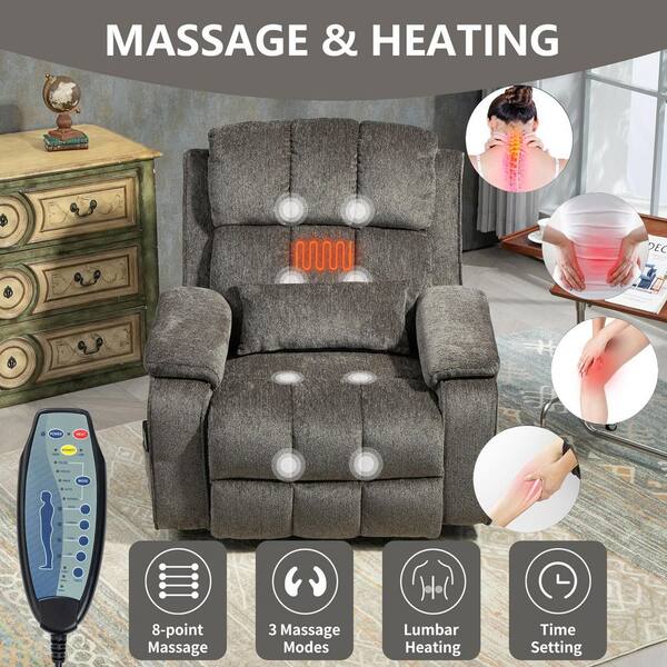 aisword Grey2 Dual OKIN Motor Chenille Power Lift Recliner with