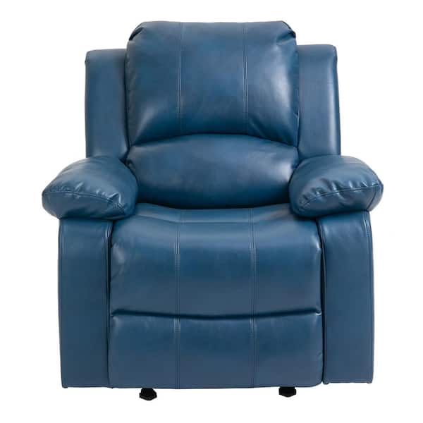 sumyeg Blue Faux Leather Modern Style 2-Side Pockets Massage Power Recline and Lift Chair with Footrest