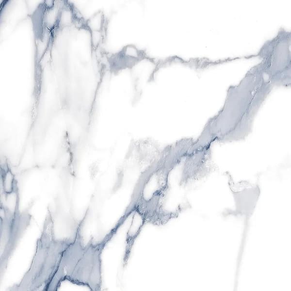 Veneto 23.6" x 23.6" Polished White with Blue-Gray Porcelain Square Wall and Floor Tile 15.5 sq. ft./Case-4 Sheets