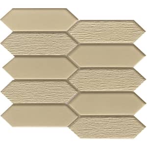 Picket Honey Glossy 9.53 in. x 10.94 in. x 0.8mm Glass Mesh-Mounted Mosaic Tile (0.71 sq. ft.)
