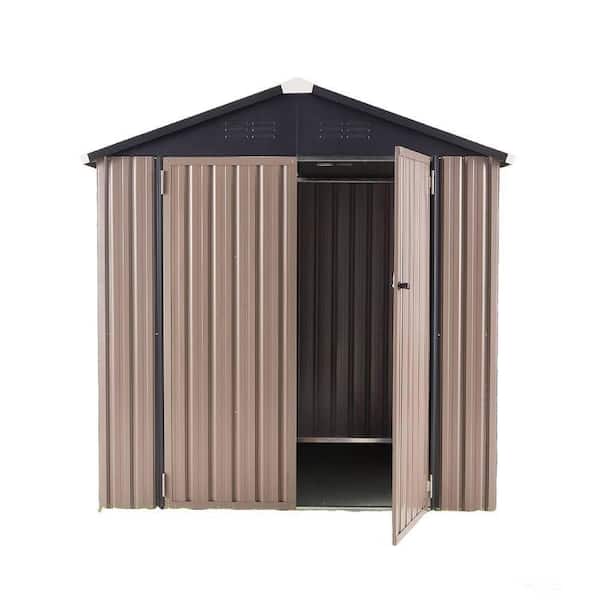 6 ft. W x 6 ft. D Metal Shed with Double Lockable Door in Brown (36 sq. ft. )