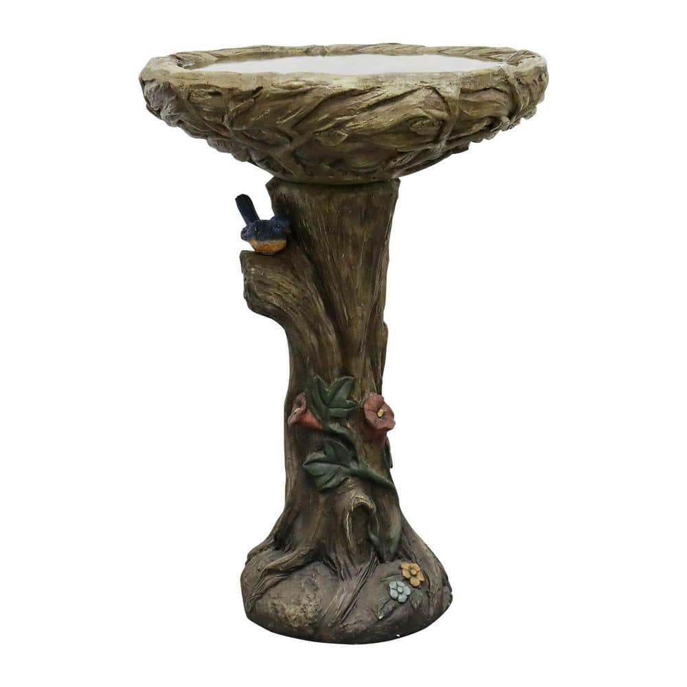 25.5 in. H Wood-Look Concrete Birdbath with Faux Bark and Flower Detail-Rustic Long-Lasting Outdoor Decor price history on PriceWatchPro