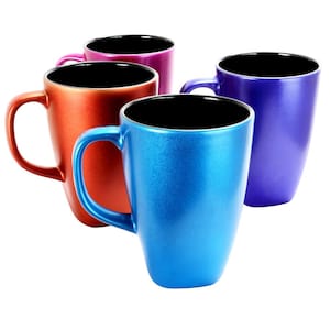 Luster Flare 4-Piece Assorted Colors Stoneware Mug Set