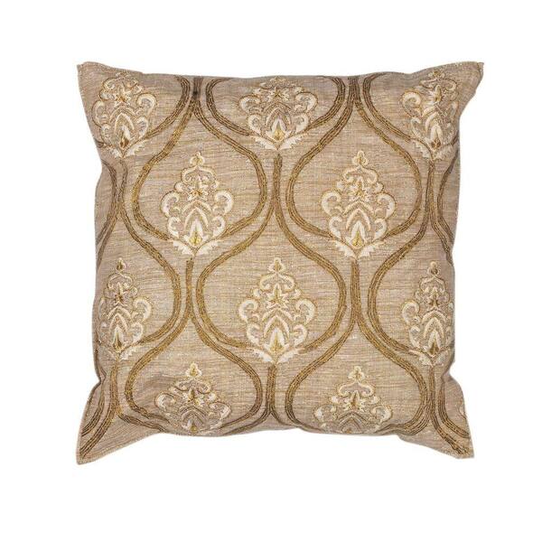 Kas Rugs Metallics Gold Geometric Hypoallergenic Polyester 18 in. x 18 in. Throw Pillow
