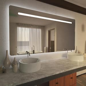 Florence 70 in. W x 36 in. H Large Rectangular Frameless LED Wall Bathroom Vanity Mirror with Memory Dimmer and Defogger