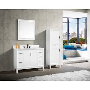 Emma 43 in. W x 22 in. D Bath Vanity in White with Engineered Stone Vanity Top in Cala White with White Basin