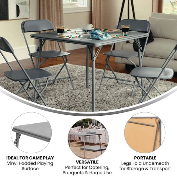 Carnegy Avenue Gray Vinyl Lightweight Folding Table CGA-JB-488719