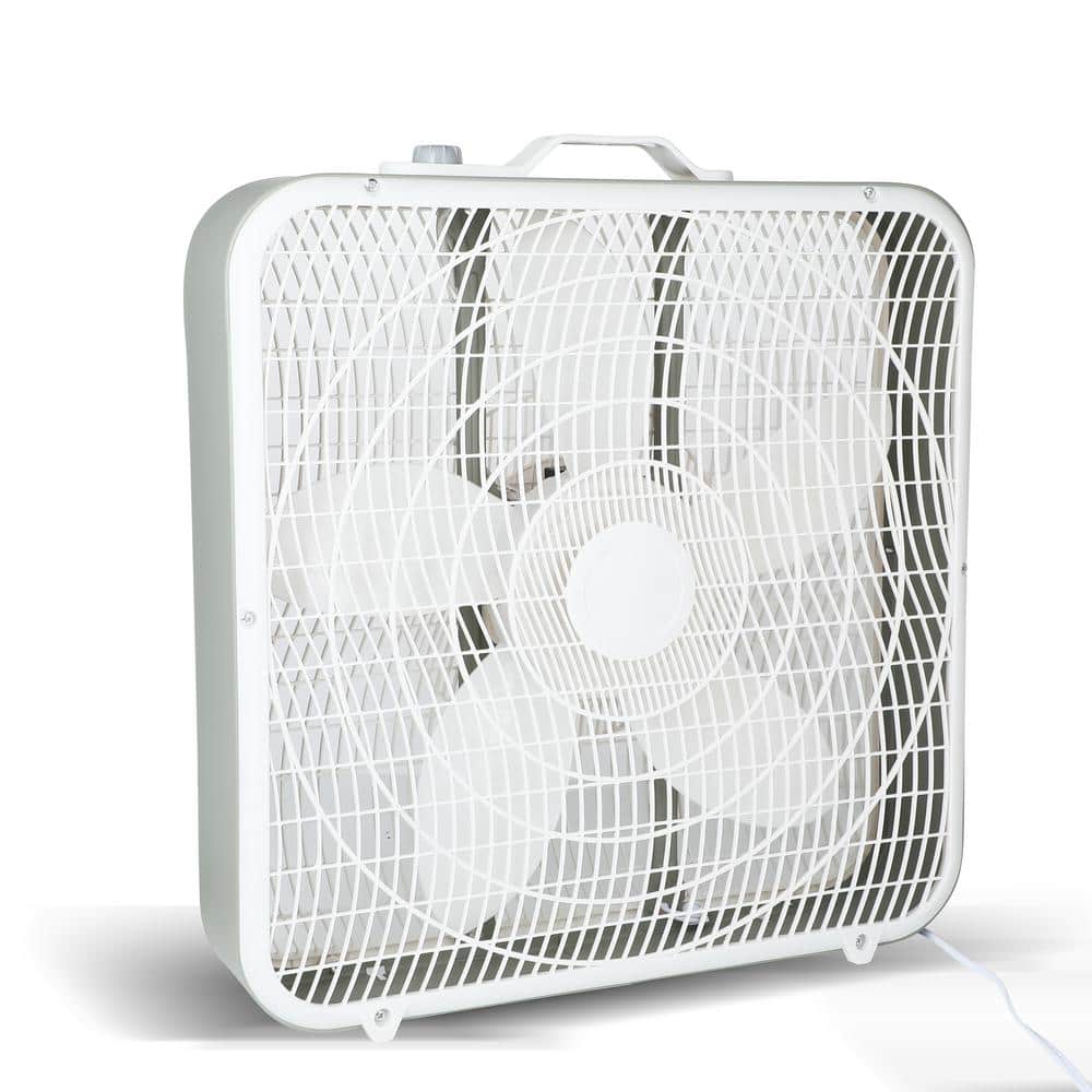 20 in. 3 fan speeds Portable Box Fan in White Aerodynamic Shaped Fan Blades Convenient Carry Handle and Safety Grills price history on PriceWatchPro