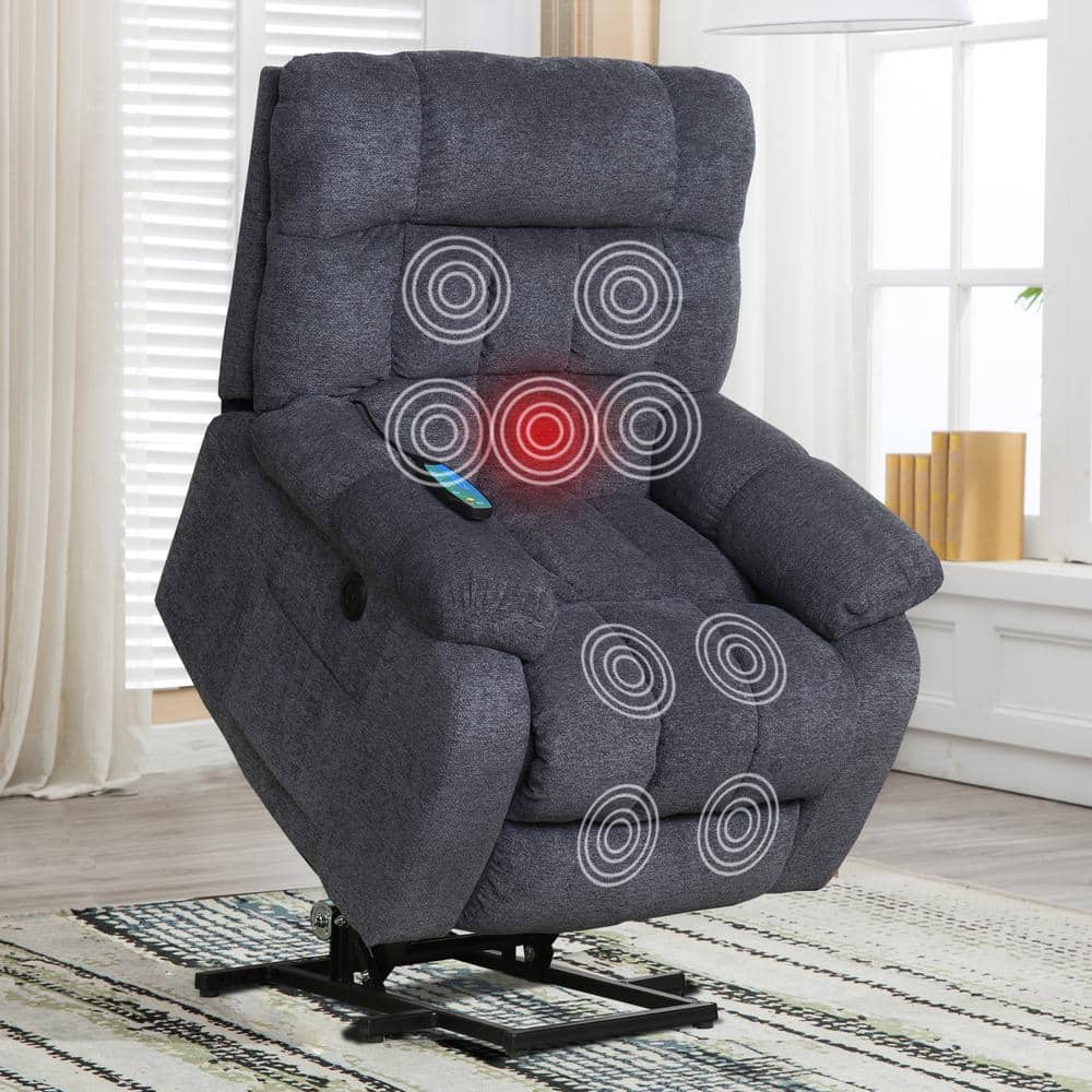 Navy Fabric Massage Chair Electric Power Lift Recliner Chair Living Room Si