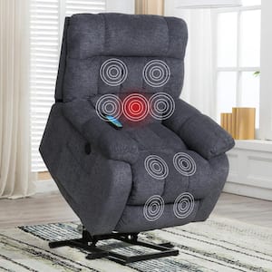 Navy Fabric Massage Chair Electric Power Lift Recliner Chair Living Room Single Sofas with Heat