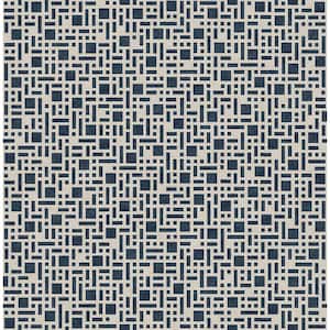 Bento Indigo Geometric Paper Strippable Roll (Covers 56.4 sq. ft.)
