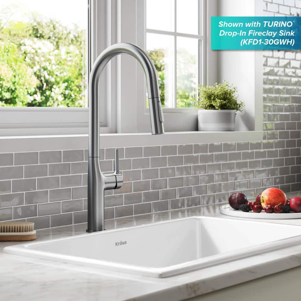 Tall Stainless Steel Pull-Down Kitchen Faucet with Spray