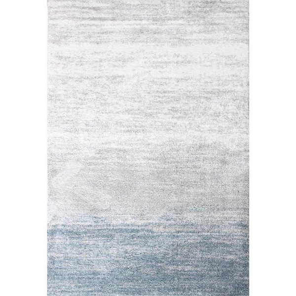 BASHIAN Andes White/Blue 5 ft. x 8 ft. (5' x 7'6") Geometric Contemporary Area Rug