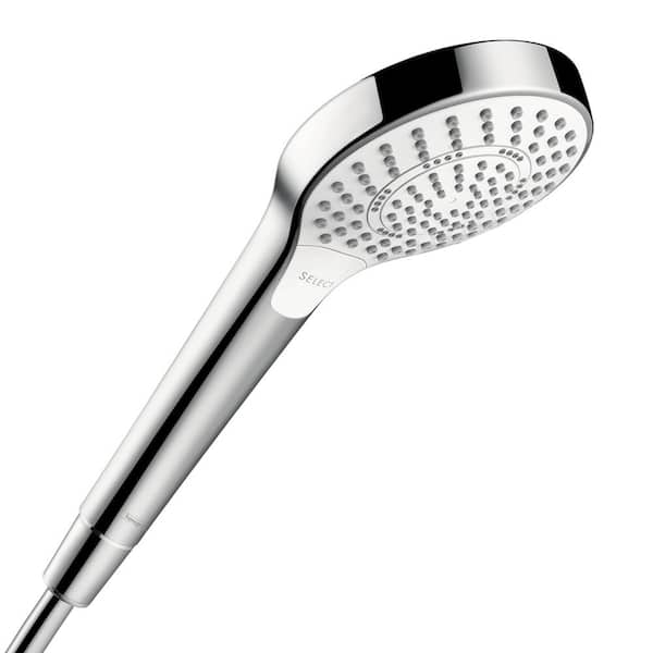 Hansgrohe 3-Spray Patterns with 4.3 in. Single Wall Mount Handheld Adjustable Shower Head in White and Chrome