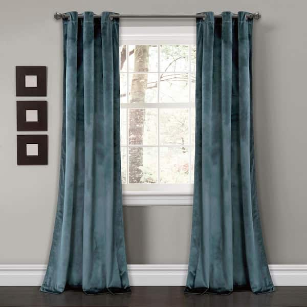 Lush Decor SlateBlue Velvet Grommet Room Darkening Curtain - 38 in. W x 84 in. L (Set of 2)